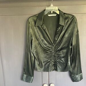 Zara Emerald Satin Shirt